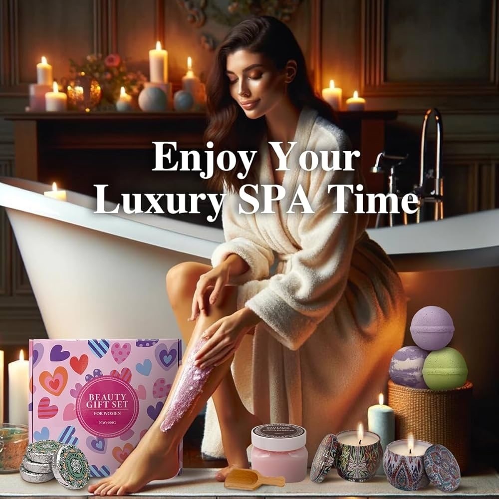 CleanBliss|Luxury Spa Gift Set Shower Steamers, Bath Bombs, Candles & Body Scrub - Picture 2 of 12